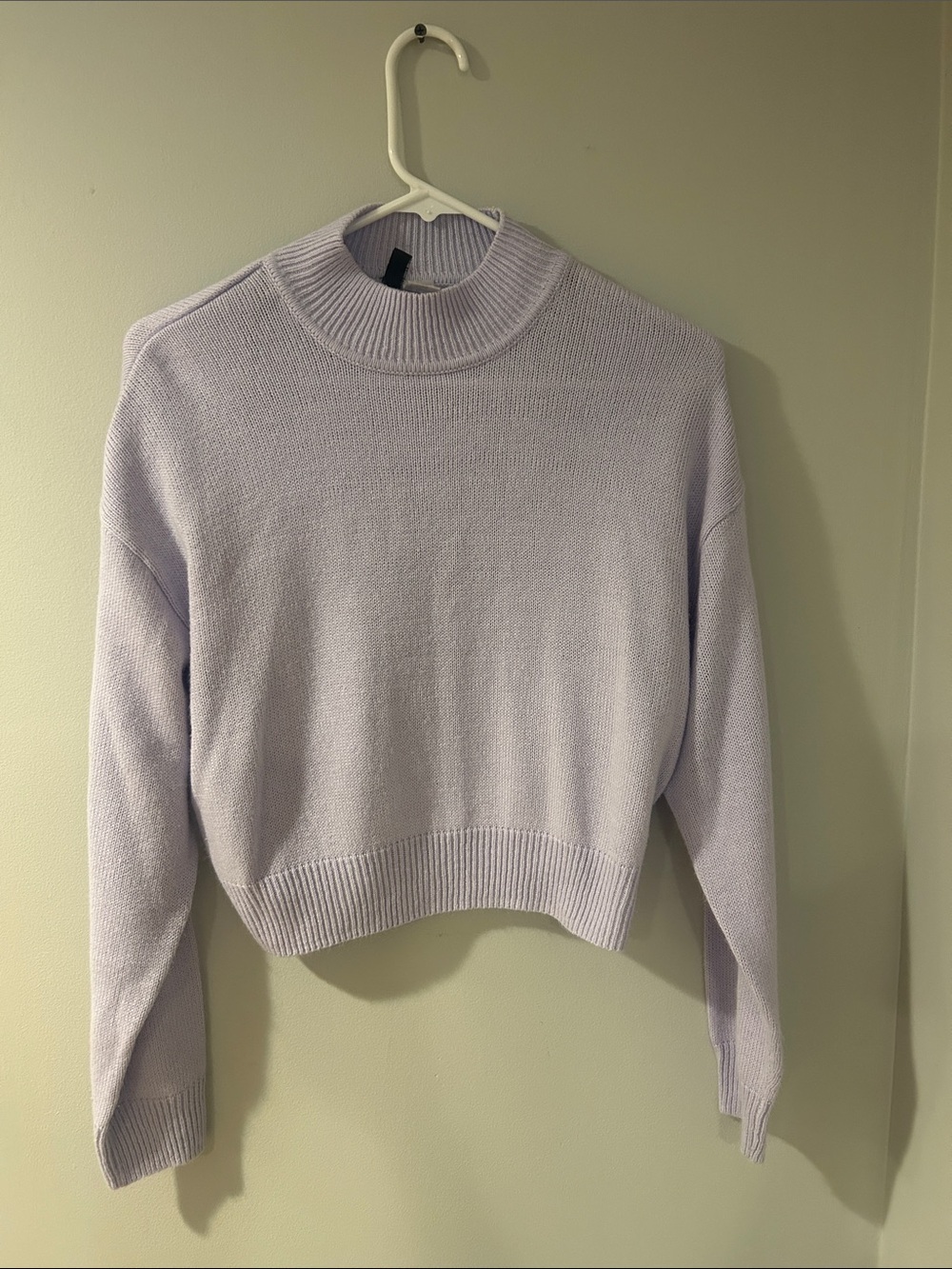 Divided Lavender Mock Neck Cropped Sweater